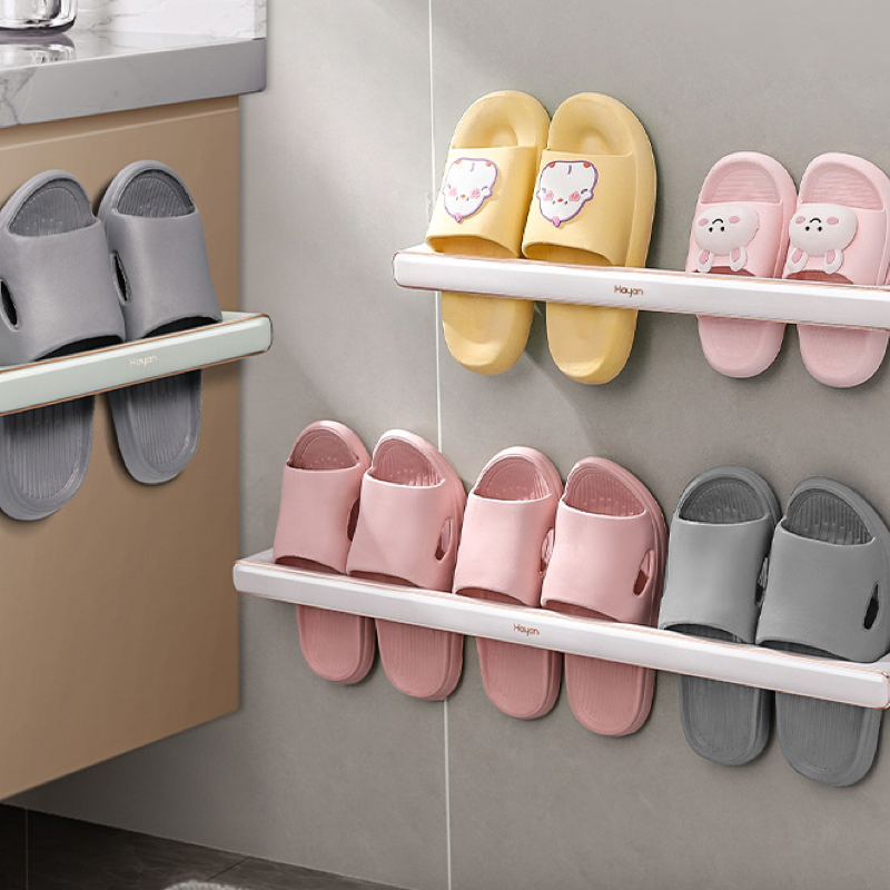 Perchero de pared para zapatillas, escurridor de zapatillas sin perforaciones, toallero multifuncional, almacenamiento en el hogar