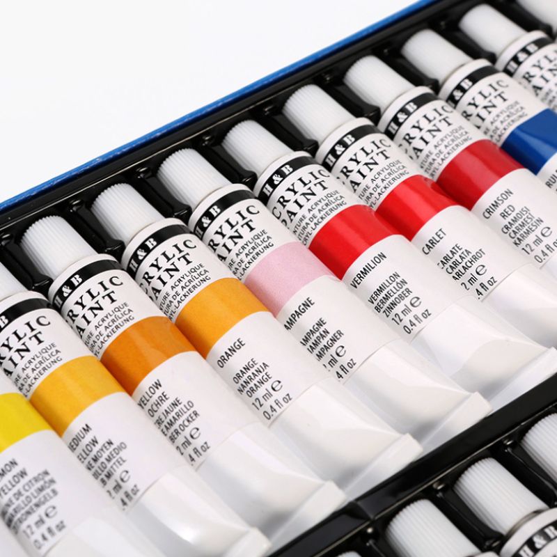 Juego de 24 colores de pintura acrílica, tubo de aluminio de 12 ml, protección del medio ambiente, resistente al agua, pintura artística de grafiti para bricolaje