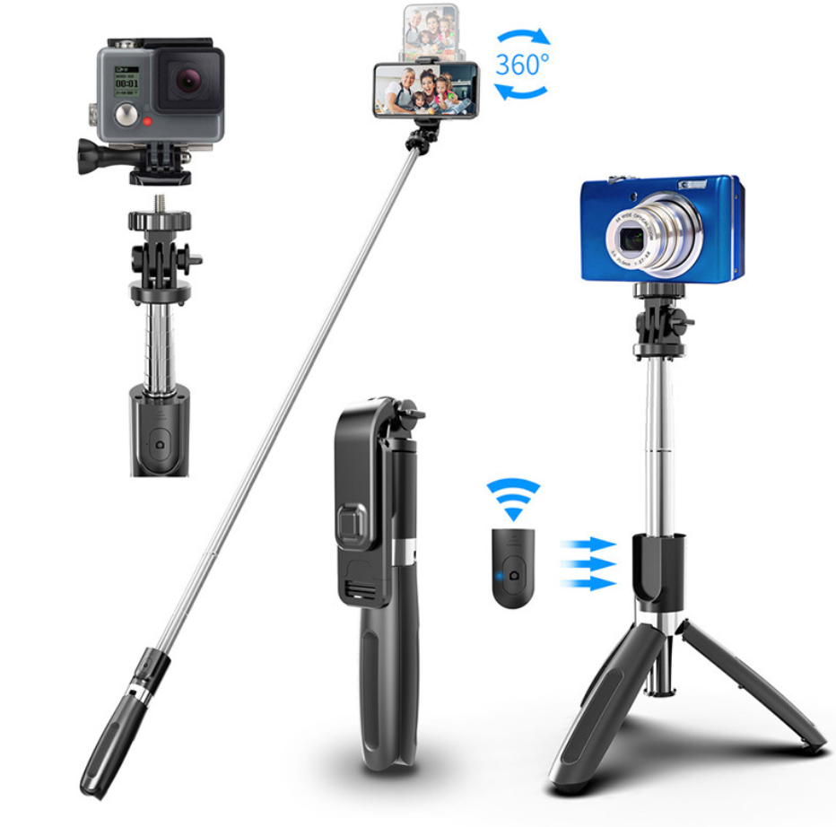 Mobile phone selfie stick live landing integrated retractable tripod Bluetooth desktop photo holder