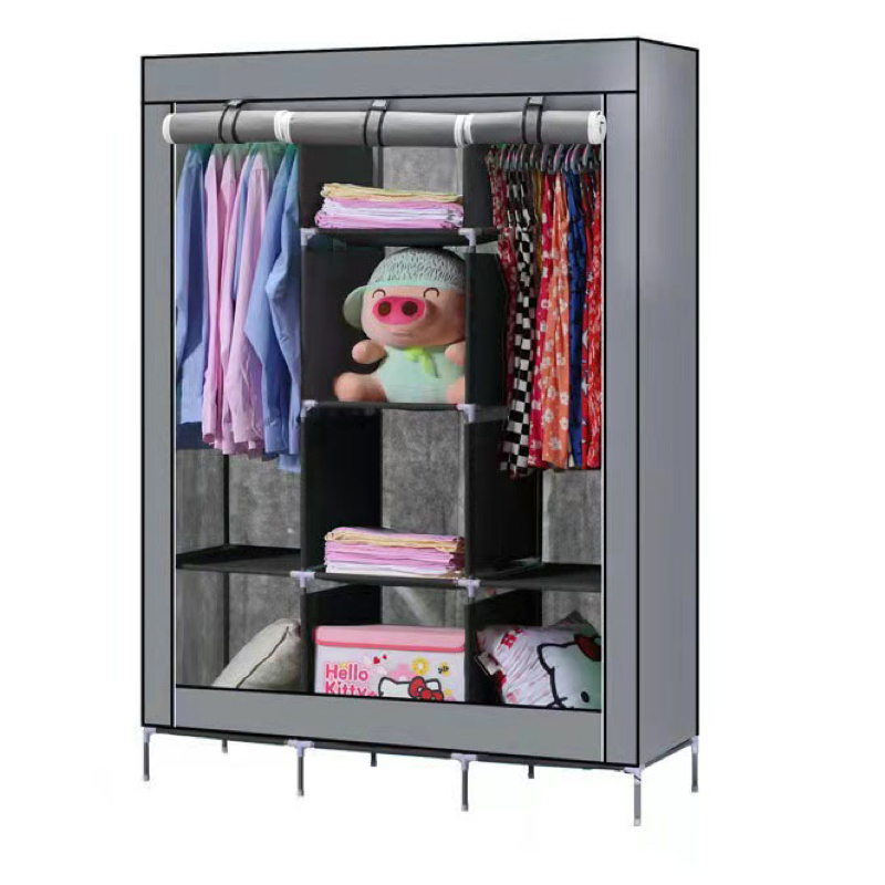 Iron tube wardrobe non-woven dust proof assembly household simple wardrobe to store clothes multilayer