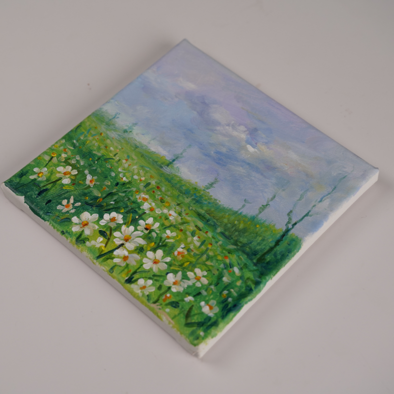 Self-Painted Acrylic Paintings, Daisies Decorative Paintings, Works of Art, One of a Kind