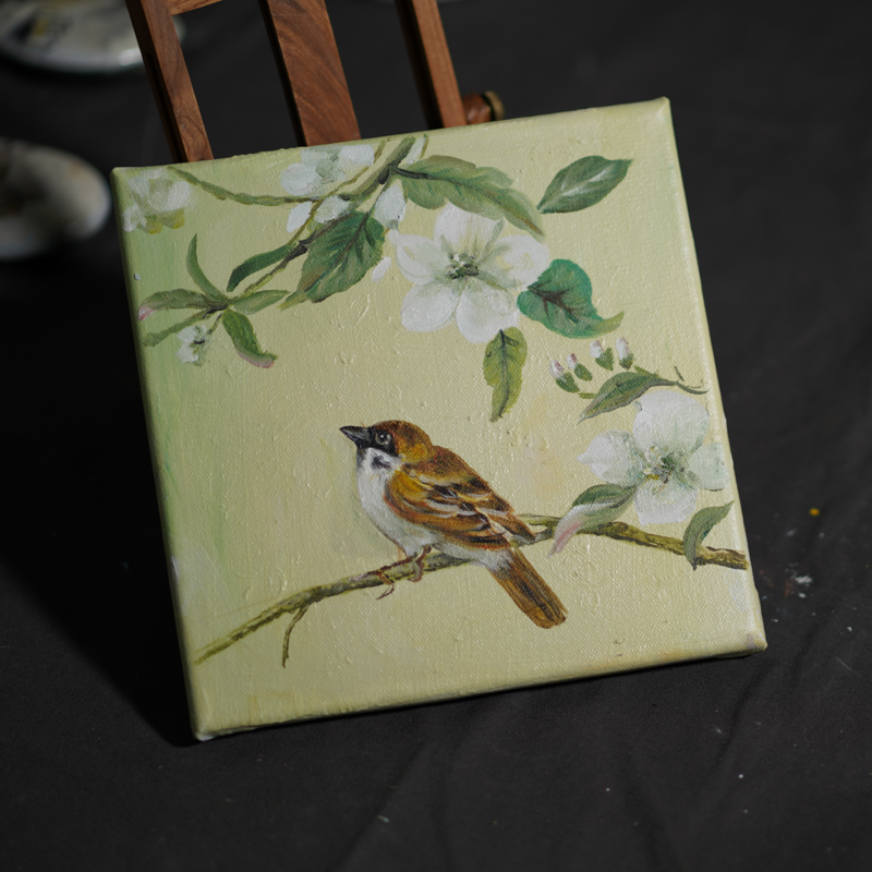 Self-painted oil paintings, birds and flowers, decorative paintings, artwork