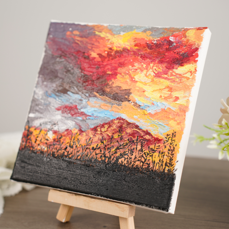 Quartz sand painting, flaming clouds, decorative painting, artwork