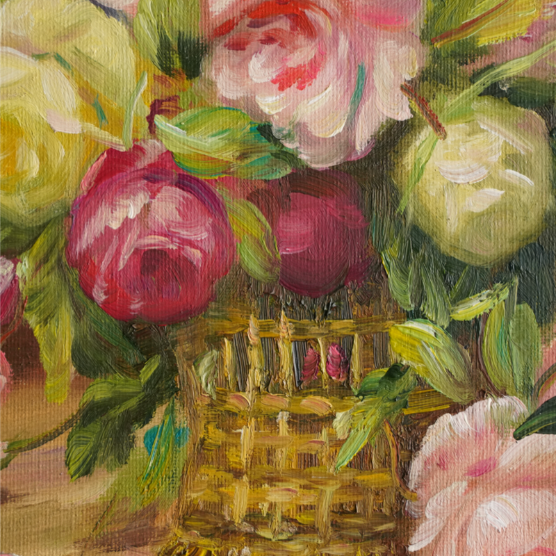 Self-painted peony oil painting, peony decorative painting, unique oil painting, handmade artwork