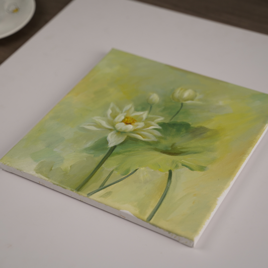 Self-Painted Acrylic Painting, Lotus Flower Decorative Painting, Artwork, One-of-a-Kind