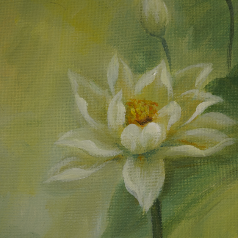 Self-Painted Acrylic Painting, Lotus Flower Decorative Painting, Artwork, One-of-a-Kind