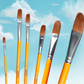 Yellow Rod Gouache Brushes, Oil Painting Brushes Wolf Hair 6pcs Set, Round Head Brushes, Art Supplies
