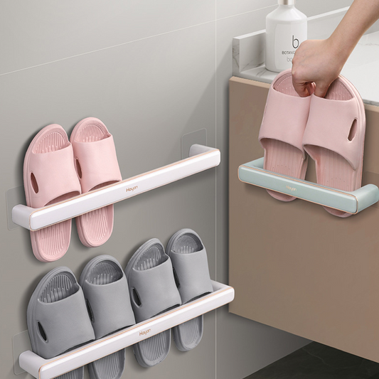 Perchero de pared para zapatillas, escurridor de zapatillas sin perforaciones, toallero multifuncional, almacenamiento en el hogar