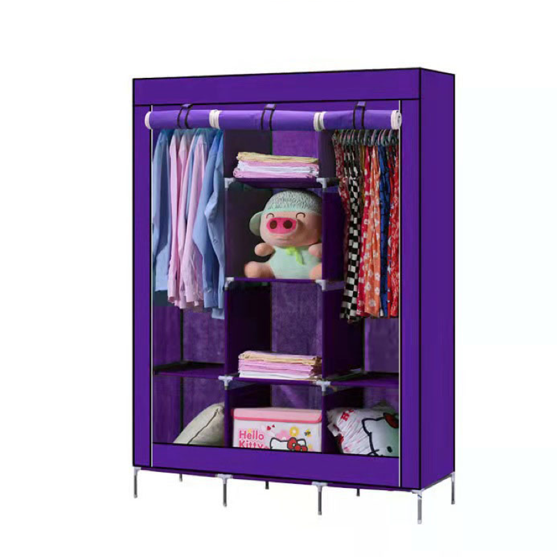 Iron tube wardrobe non-woven dust proof assembly household simple wardrobe to store clothes multilayer