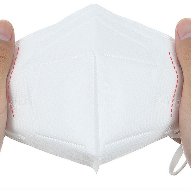 White KN95 mask with five layers of protection against industrial dust and haze including double-layer meltblown fabrics