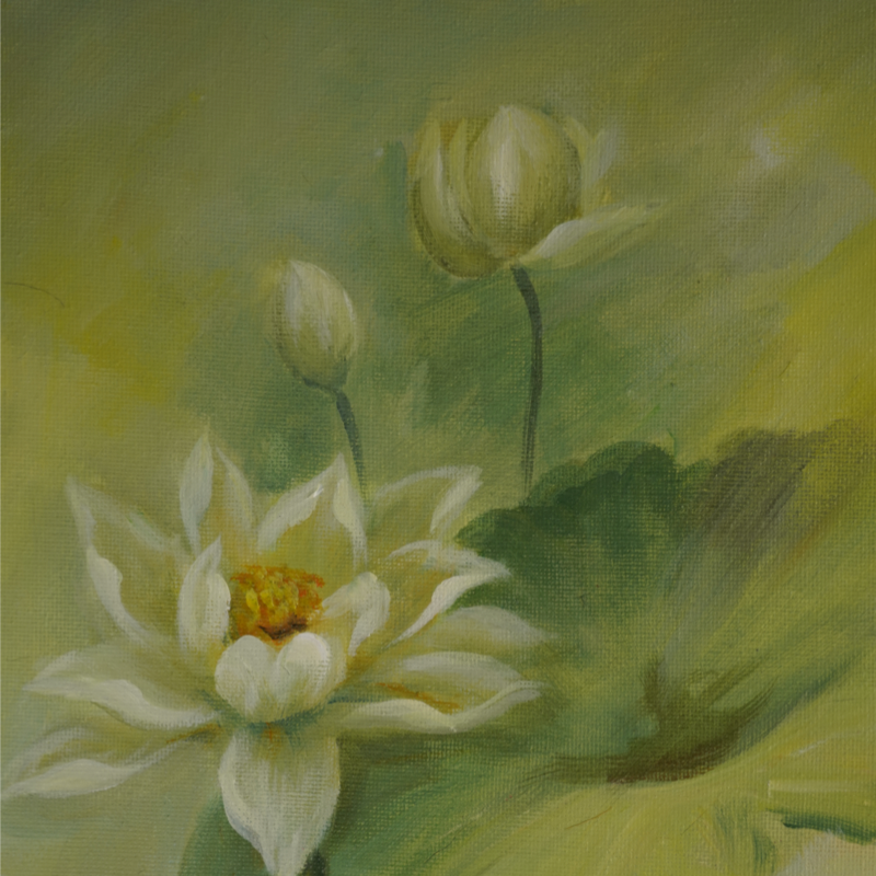 Self-Painted Acrylic Painting, Lotus Flower Decorative Painting, Artwork, One-of-a-Kind