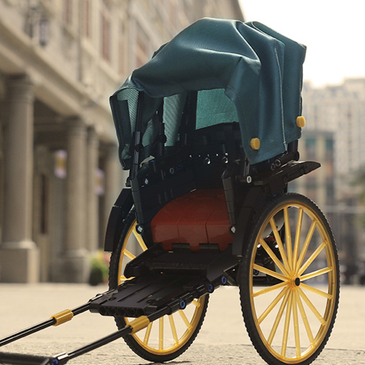 Old Shanghai rickshaw, nostalgic toys, building block toys, rickshaw