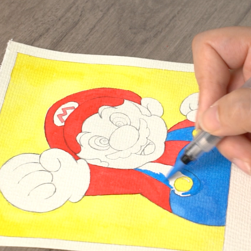 Pinturas acuarela-pastel, Mario, cuadros decorativos, dibujos animados pintados por uno mismo