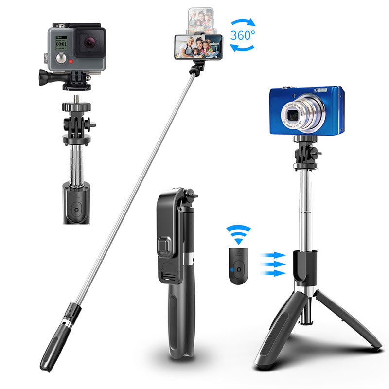 Mobile phone selfie stick live landing integrated retractable tripod Bluetooth desktop photo holder