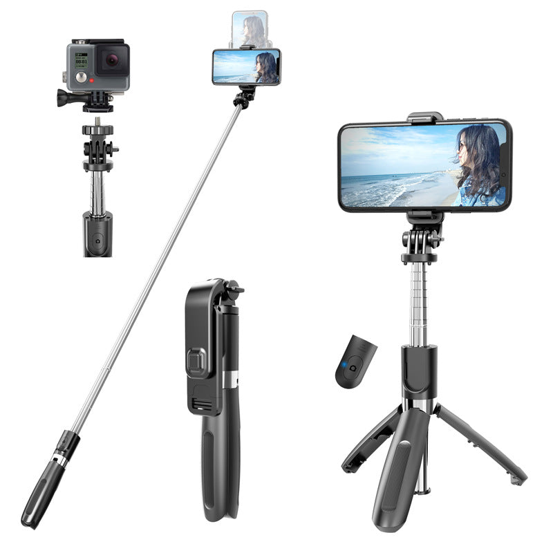 Mobile phone selfie stick live landing integrated retractable tripod Bluetooth desktop photo holder