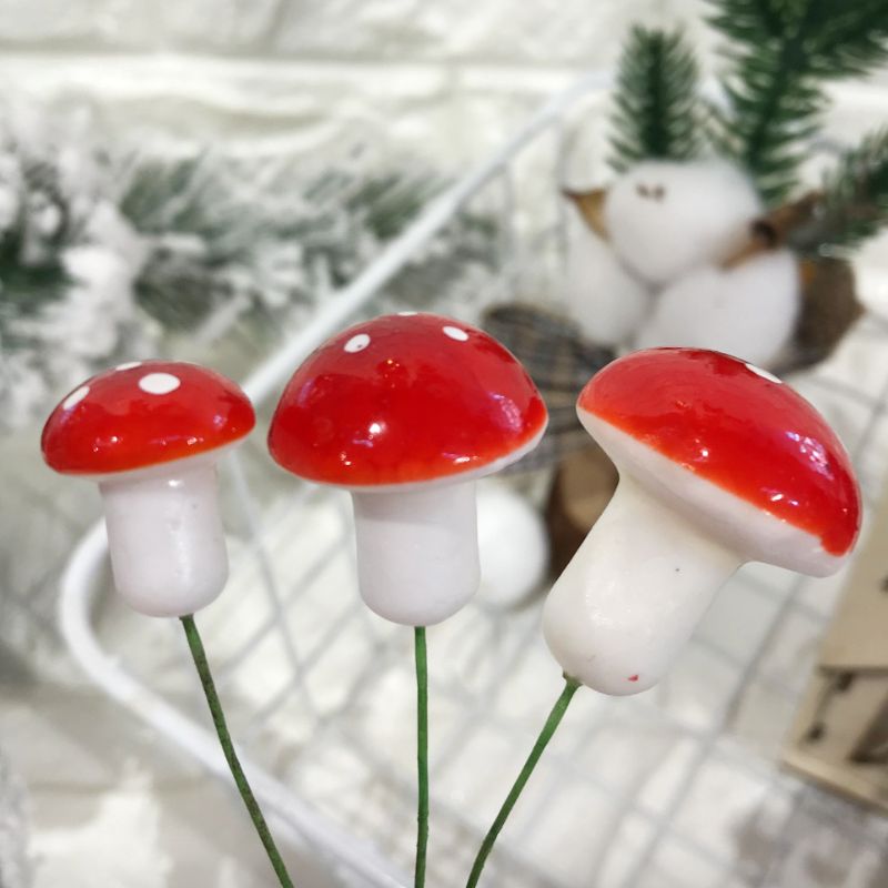 DIY simulation red mushroom moss micro landscape plant insert resin foam mushroom plant gardening decoration
