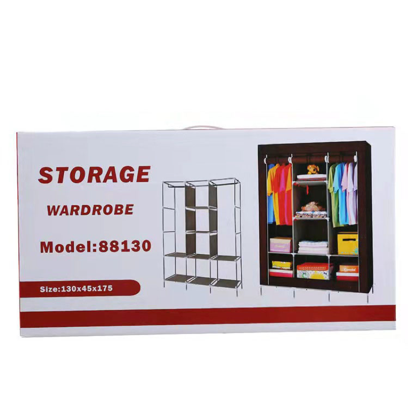 Iron tube wardrobe non-woven dust proof assembly household simple wardrobe to store clothes multilayer