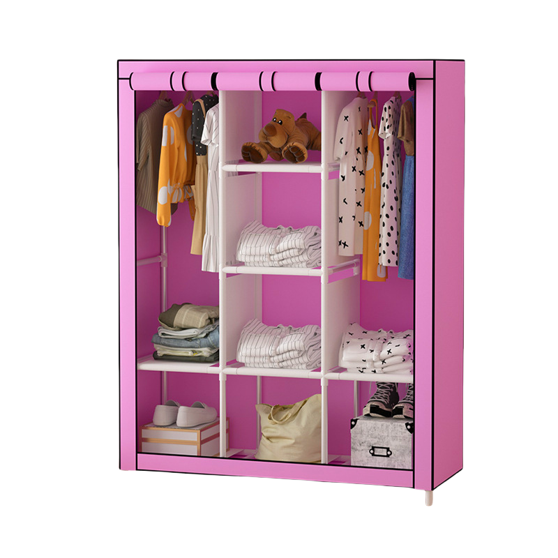 Iron tube wardrobe non-woven dust proof assembly household simple wardrobe to store clothes multilayer