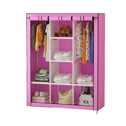 Iron tube wardrobe non-woven dust proof assembly household simple wardrobe to store clothes multilayer