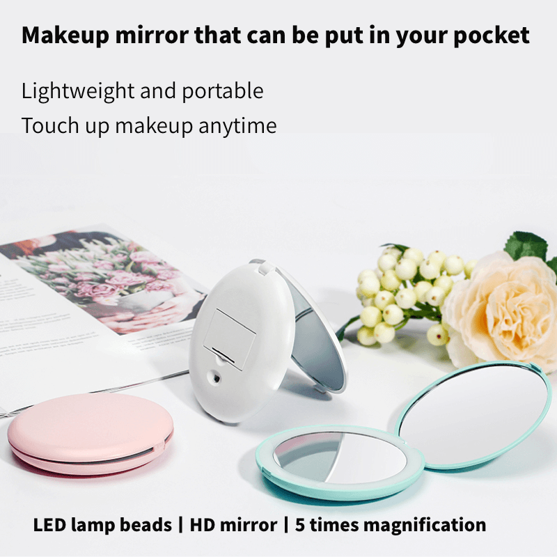 Makeup mirror Portable portable Small mirror with light