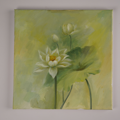 Self-Painted Acrylic Painting, Lotus Flower Decorative Painting, Artwork, One-of-a-Kind