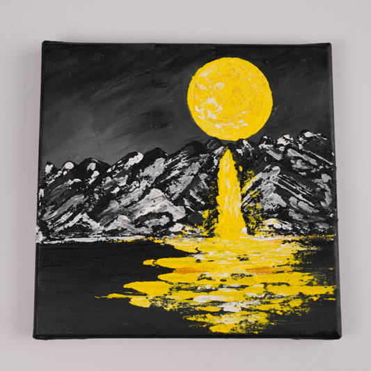Quartz Sand Painting, Full Moon Decorative Painting, Artwork, One of a Kind