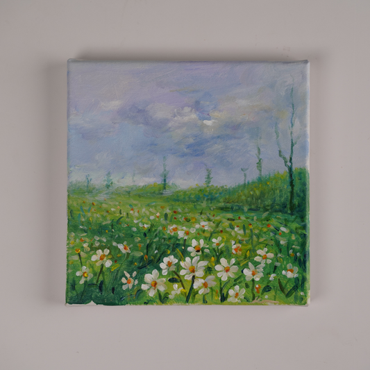 Self-Painted Acrylic Paintings, Daisies Decorative Paintings, Works of Art, One of a Kind