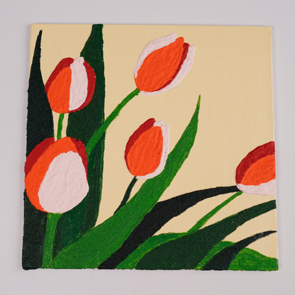 Quartz Sand Painting, Tulip Decorative Painting, Artwork, Unique