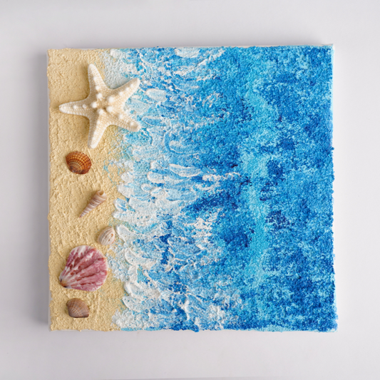 Quartz sand painting, sea wave beach, decorative painting, artwork