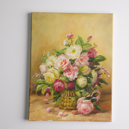 Self-painted peony oil painting, peony decorative painting, unique oil painting, handmade artwork