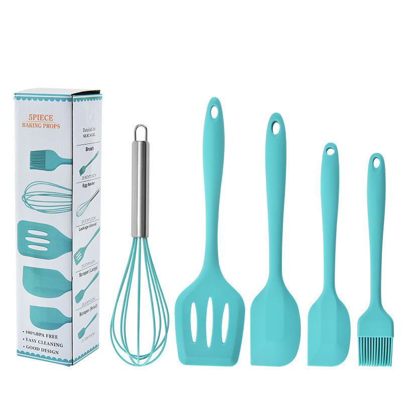 Silicone baking 5 pieces set food grade high temperature resistant spatula whisk kitchen supplies baking tools