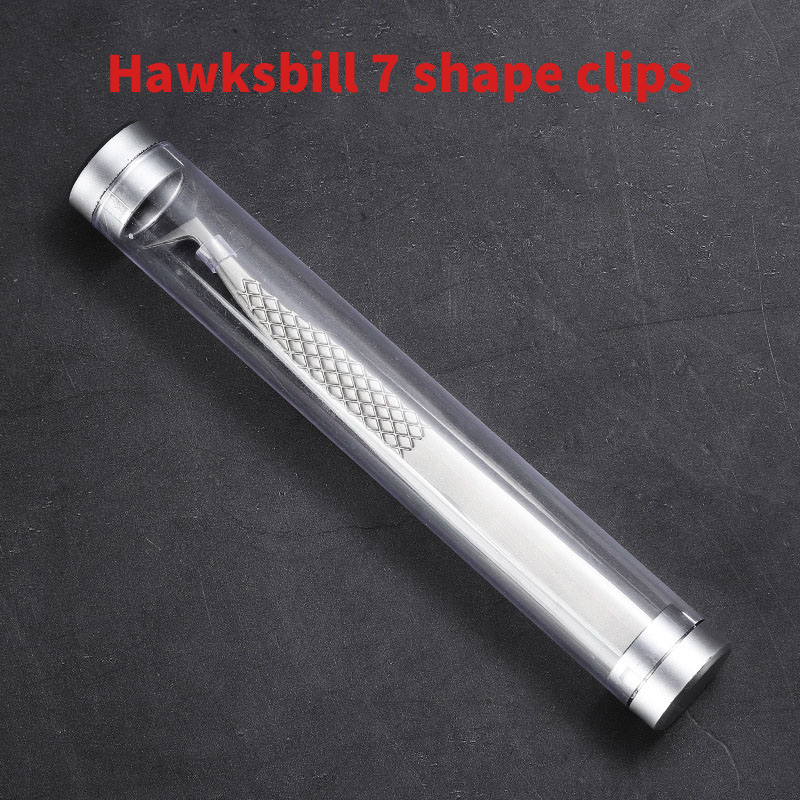 Stainless steel tweezers reticulated tip hawk's beak elbow clamps for bonsai and microscopic landscaping